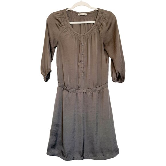 Old Navy Olive Green Drop Waist 3/4 Sleeve Silky Dress Size XSmall - Picture 1 of 8
